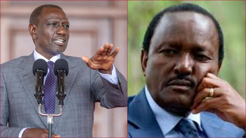 Side-by-side file photos of President William Ruto and Wiper leader Kalonzo Musyoka.